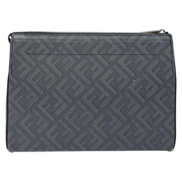FENDI Shadow Clutch Bag Leather Navy Silver 7VA564 AP1B F1L7Q Auth mr1344