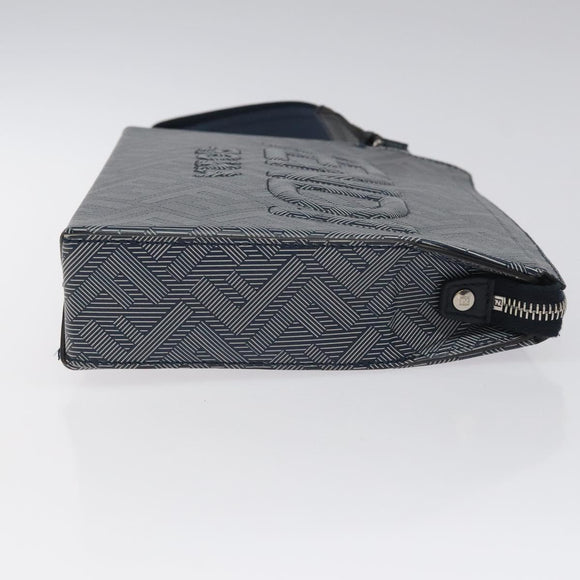 FENDI Shadow Clutch Bag Leather Navy Silver 7VA564 AP1B F1L7Q Auth mr1344