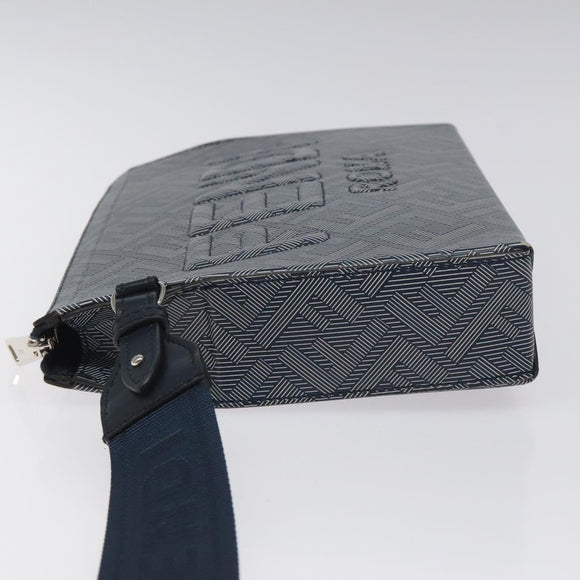 FENDI Shadow Clutch Bag Leather Navy Silver 7VA564 AP1B F1L7Q Auth mr1344