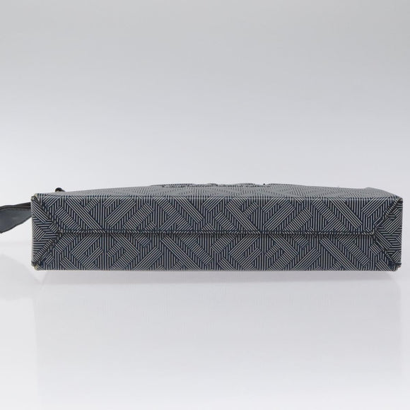 FENDI Shadow Clutch Bag Leather Navy Silver 7VA564 AP1B F1L7Q Auth mr1344