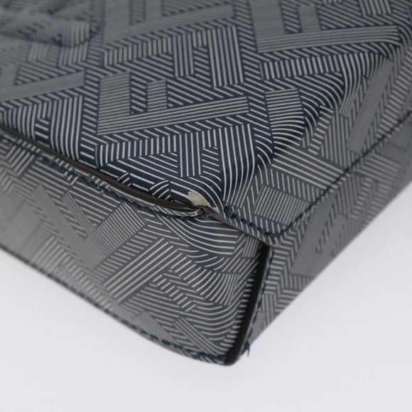 FENDI Shadow Clutch Bag Leather Navy Silver 7VA564 AP1B F1L7Q Auth mr1344