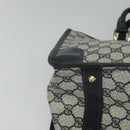 GUCCI GG Supreme Sherry Line Hand Bag PVC Navy Gold Auth mr1357-8