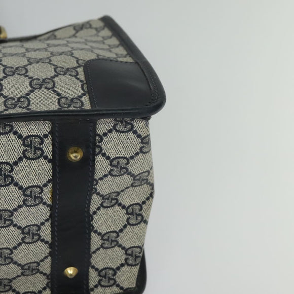 GUCCI GG Supreme Sherry Line Hand Bag PVC Navy Gold Auth mr1357