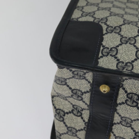 GUCCI GG Supreme Sherry Line Hand Bag PVC Navy Gold Auth mr1357