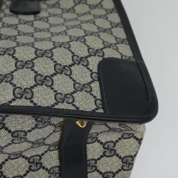 GUCCI GG Supreme Sherry Line Hand Bag PVC Navy Gold Auth mr1357