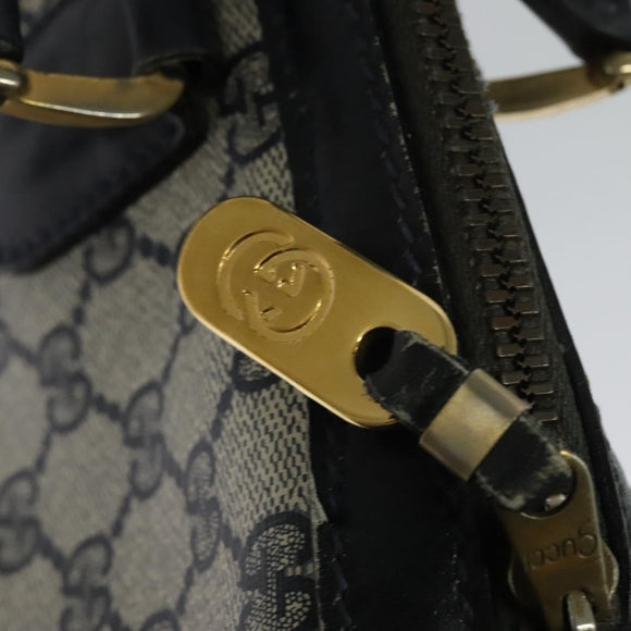 GUCCI GG Supreme Sherry Line Hand Bag PVC Navy Gold Auth mr1357
