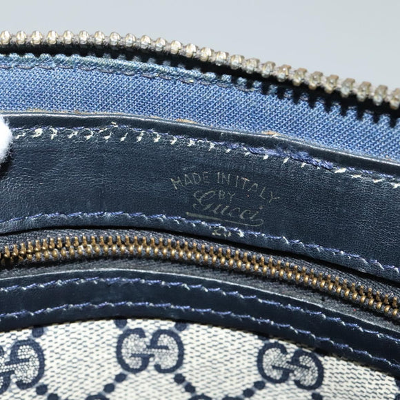 GUCCI GG Supreme Sherry Line Hand Bag PVC Navy Gold Auth mr1357