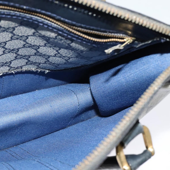 GUCCI GG Supreme Sherry Line Hand Bag PVC Navy Gold Auth mr1357