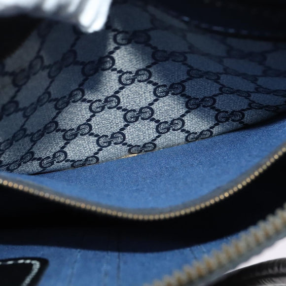 GUCCI GG Supreme Sherry Line Hand Bag PVC Navy Gold Auth mr1357