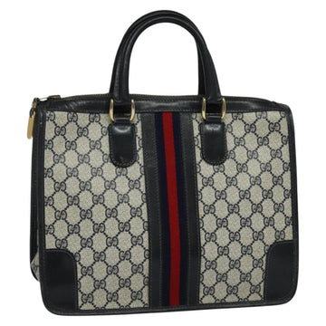 GUCCI GG Supreme Sherry Line Hand Bag PVC Navy Gold Auth mr1357