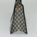 GUCCI GG Supreme Sherry Line Hand Bag PVC Navy Gold Auth mr1357-3