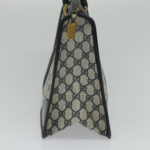 GUCCI GG Supreme Sherry Line Hand Bag PVC Navy Gold Auth mr1357