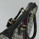 GUCCI GG Supreme Sherry Line Hand Bag PVC Navy Gold Auth mr1357-6