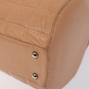 CHANEL Choco Bar Hand Bag Leather Beige Silver CC Auth mr1360-9