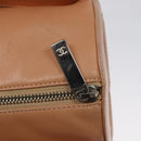 CHANEL Choco Bar Hand Bag Leather Beige Silver CC Auth mr1360-10