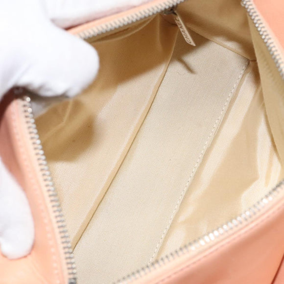 CHANEL Choco Bar Hand Bag Leather Beige Silver CC Auth mr1360