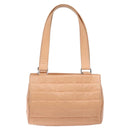 CHANEL Choco Bar Hand Bag Leather Beige Silver CC Auth mr1360-13