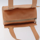 CHANEL Choco Bar Hand Bag Leather Beige Silver CC Auth mr1360-6