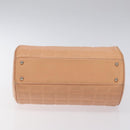 CHANEL Choco Bar Hand Bag Leather Beige Silver CC Auth mr1360-5