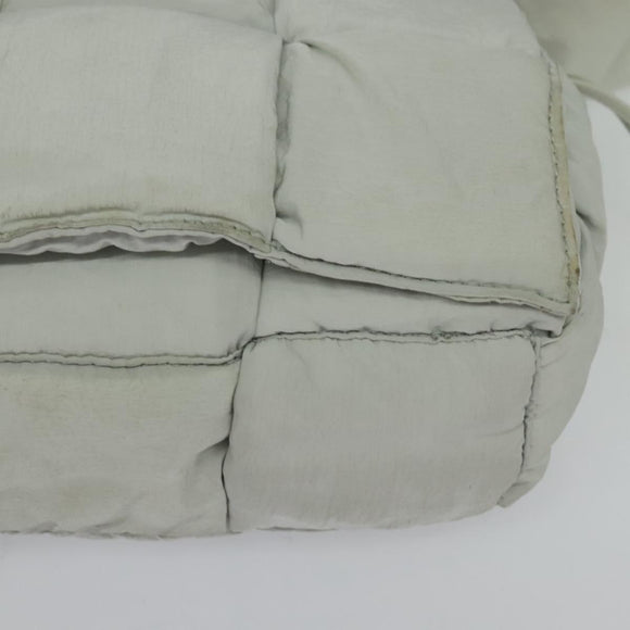 BOTTEGA VENETA MAXI INTRECCIATO Cassette Shoulder Bag Nylon Gray Auth mr1362