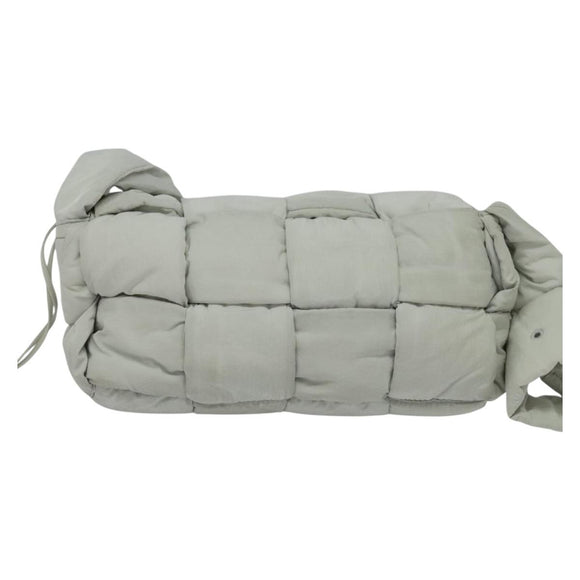 BOTTEGA VENETA MAXI INTRECCIATO Cassette Shoulder Bag Nylon Gray Auth mr1362