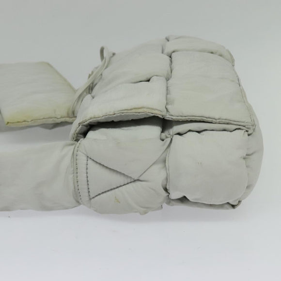 BOTTEGA VENETA MAXI INTRECCIATO Cassette Shoulder Bag Nylon Gray Auth mr1362