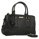 BURBERRY Hand Bag Leather 2way Black Gold Auth mr1365-1
