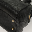 BURBERRY Hand Bag Leather 2way Black Gold Auth mr1365-17