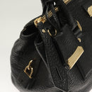 BURBERRY Hand Bag Leather 2way Black Gold Auth mr1365-9