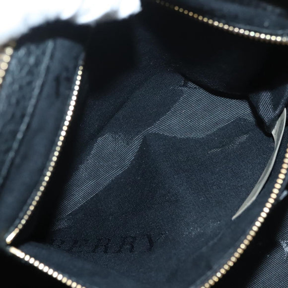 BURBERRY Hand Bag Leather 2way Black Gold Auth mr1365