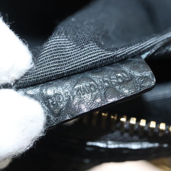 BURBERRY Hand Bag Leather 2way Black Gold Auth mr1365