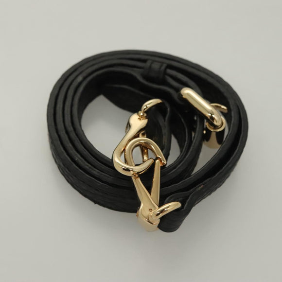 BURBERRY Hand Bag Leather 2way Black Gold Auth mr1365