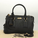 BURBERRY Hand Bag Leather 2way Black Gold Auth mr1365-12