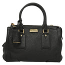 BURBERRY Hand Bag Leather 2way Black Gold Auth mr1365-13