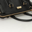 BURBERRY Hand Bag Leather 2way Black Gold Auth mr1365-6