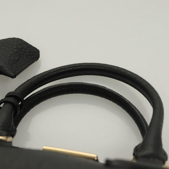 BURBERRY Hand Bag Leather 2way Black Gold Auth mr1365