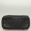 BURBERRY Hand Bag Leather 2way Black Gold Auth mr1365-5