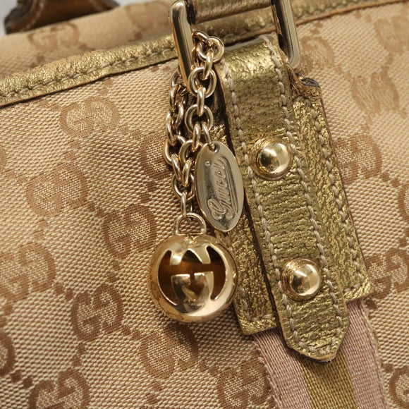 GUCCI GG Canvas Sherry Line Hand Bag Beige Gold 139260 Auth mr1366