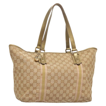 GUCCI GG Canvas Sherry Line Hand Bag Beige Gold 139260 Auth mr1366