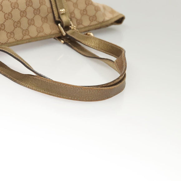 GUCCI GG Canvas Sherry Line Hand Bag Beige Gold 139260 Auth mr1366