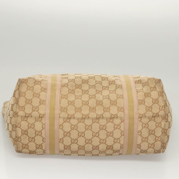 GUCCI GG Canvas Sherry Line Hand Bag Beige Gold 139260 Auth mr1366