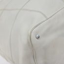 CHANEL Choco Bar Fringe Tote Bag Leather White Silver CC Auth mr1367-16