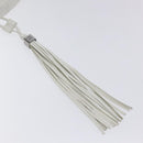 CHANEL Choco Bar Fringe Tote Bag Leather White Silver CC Auth mr1367-10