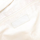 CHANEL Choco Bar Fringe Tote Bag Leather White Silver CC Auth mr1367-17