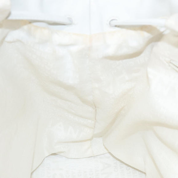 CHANEL Choco Bar Fringe Tote Bag Leather White Silver CC Auth mr1367