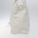 CHANEL Choco Bar Fringe Tote Bag Leather White Silver CC Auth mr1367-3