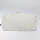 CHANEL Choco Bar Fringe Tote Bag Leather White Silver CC Auth mr1367-5