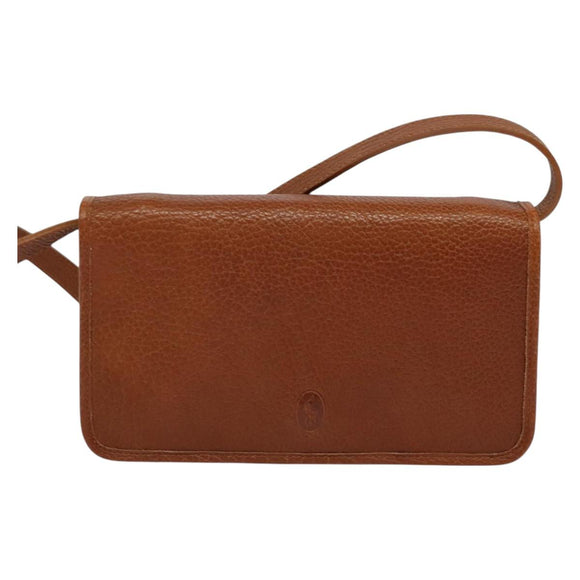 Poro Ralph Lauren Shoulder Bag Leather Brown Gold Auth mr1368