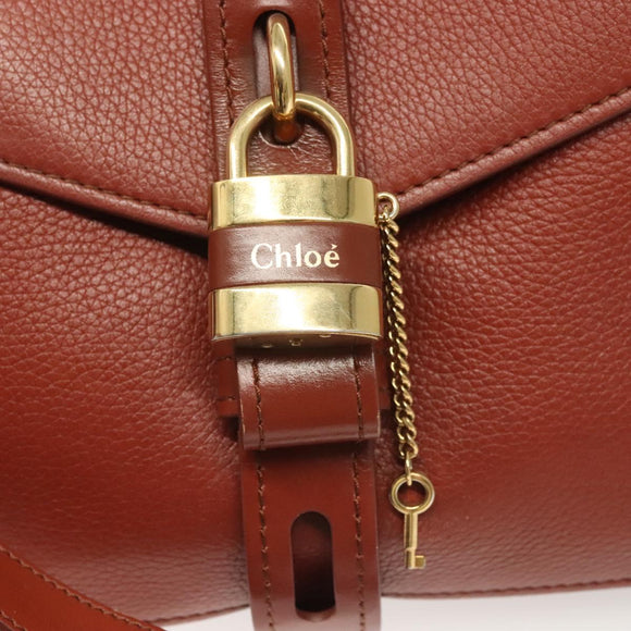 Chloe Abbey Hand Bag Leather 2way Brown Gold Auth mr1375