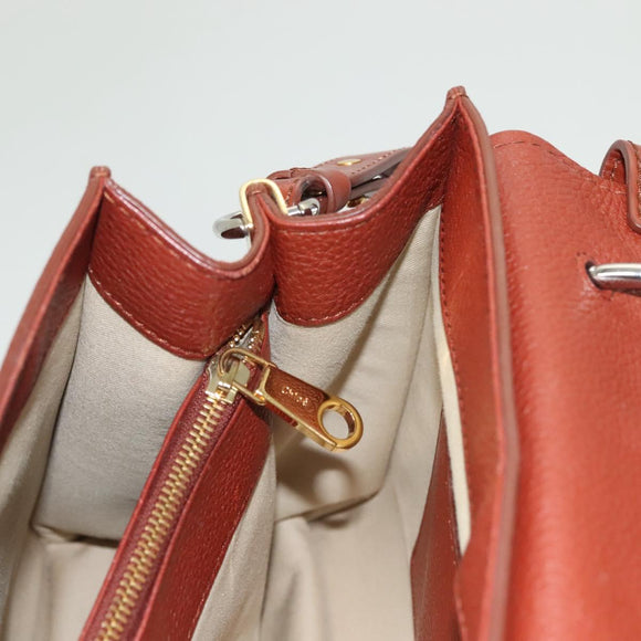 Chloe Abbey Hand Bag Leather 2way Brown Gold Auth mr1375